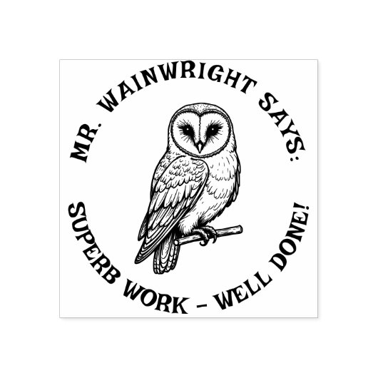 Custom Teacher Barn Owl Stamp – Schattige "Superb  Rubberstempel (Afrduk)