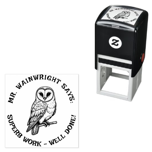 Custom Teacher Barn Owl Stamp – Schattige "Superb  Zelfinktende Stempel (In situ)