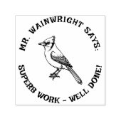 Custom Teacher Blue Jay Stamp Schattige "Superb Wo Zelfinktende Stempel (Design)