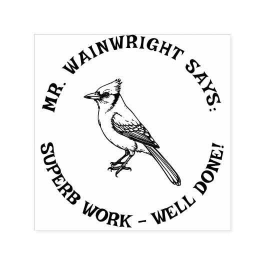 Custom Teacher Blue Jay Stamp Schattige "Superb Wo Zelfinktende Stempel (Design)