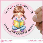 Custom Teacher Classroom Library Bookplate Ronde Sticker