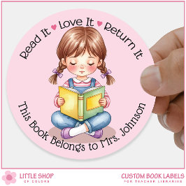 Custom Teacher Classroom Library Bookplate Ronde Sticker