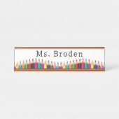 Custom Teacher Crayon Naam Terug naar school Bureau Naambordje (Voorkant)