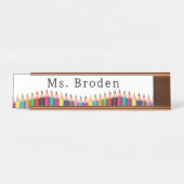 Custom Teacher Crayon Naam Terug naar school Bureau Naambordje (Voorkant)