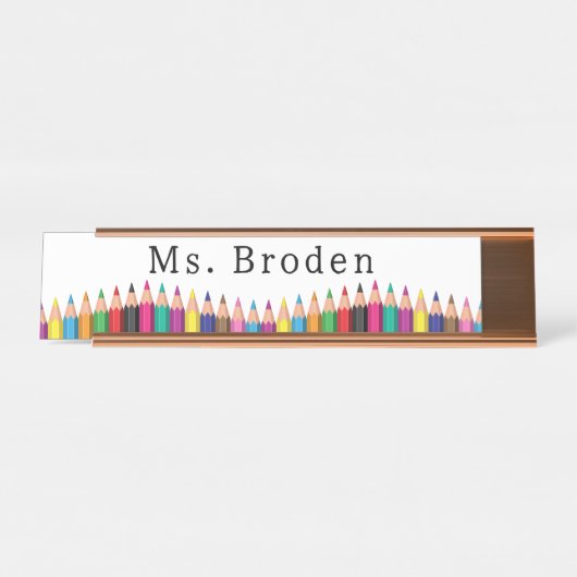 Custom Teacher Crayon Naam Terug naar school Bureau Naambordje (Voorkant)