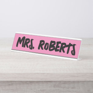 Custom Teacher Desk Name Plate pink Bureau Naambordje