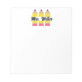 Custom Teacher Drie Potlood Ontwerp met Naam Notitieblok