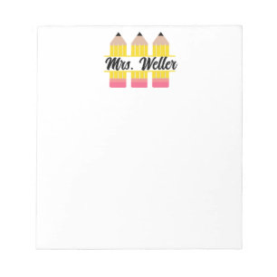 Custom Teacher Drie Potlood Ontwerp met Naam Notitieblok