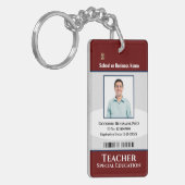 Custom Teacher Employee Photo Name Logo Sleutelhanger (Voorkant Links)