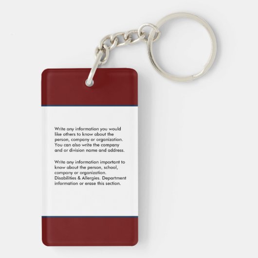 Custom Teacher Employee Photo Name Logo Sleutelhanger (achterkant)