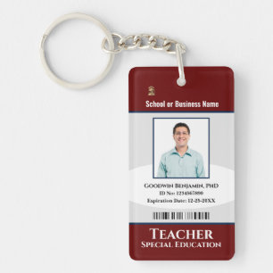 Custom Teacher Employee Photo Name Logo Sleutelhanger