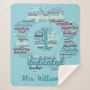Custom Teacher Gift inspirerend woorden Sherpa Deken