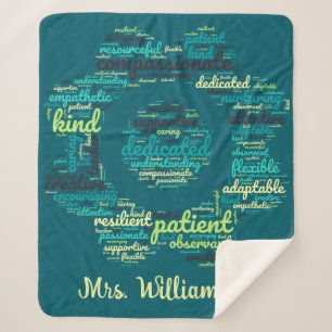 Custom Teacher Gift inspirerend woorden Sherpa Deken