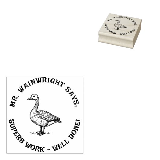 Custom Teacher Goose Stamp Schattige "Superb Work! Rubberstempel (Gestempeld)