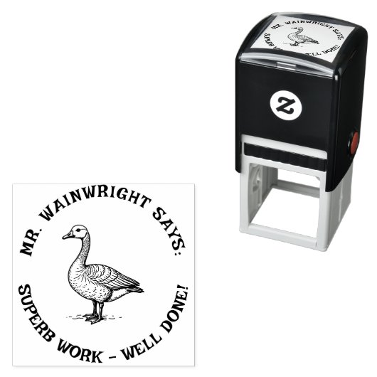 Custom Teacher Goose Stamp Schattige "Superb Work! Zelfinktende Stempel (In situ)
