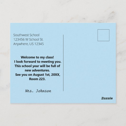 Custom Teacher Grade School House Briefkaart (Achterkant)