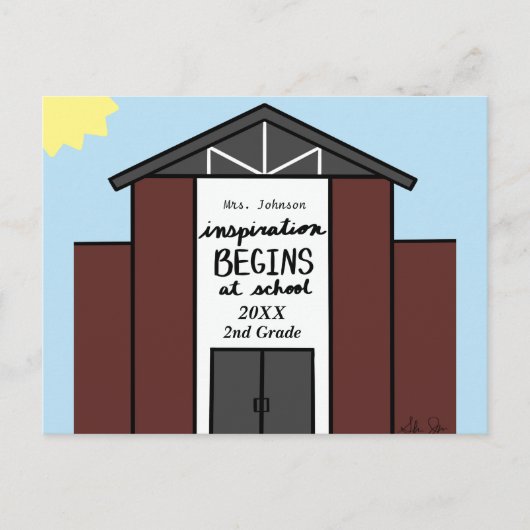 Custom Teacher Grade School House Briefkaart (Voorkant)