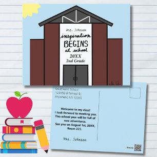 Custom Teacher Grade School House Briefkaart