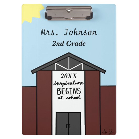 Custom Teacher Grade School House Klembord (Voorkant)