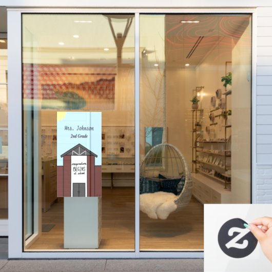 Custom Teacher Grade School House Raamsticker (Winkelraam)