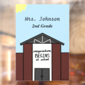 Custom Teacher Grade School House Raamsticker (Vel 2)