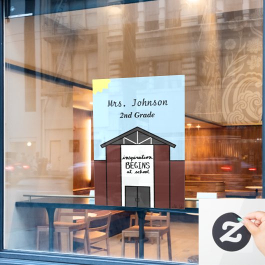 Custom Teacher Grade School House Raamsticker (Cafe Raam)