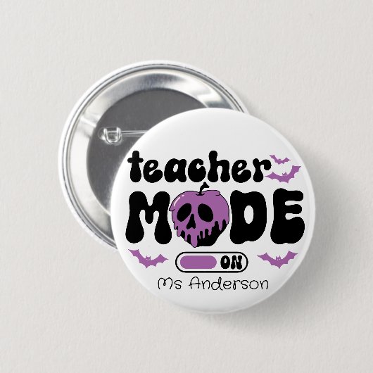 Custom Teacher Halloween Teacher Mode On Ronde Button 5,7 Cm (Voorkant /achterkant)