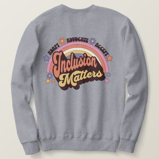 Custom Teacher Inclusion Matters Retro Regenboog Trui (Design achterkant)