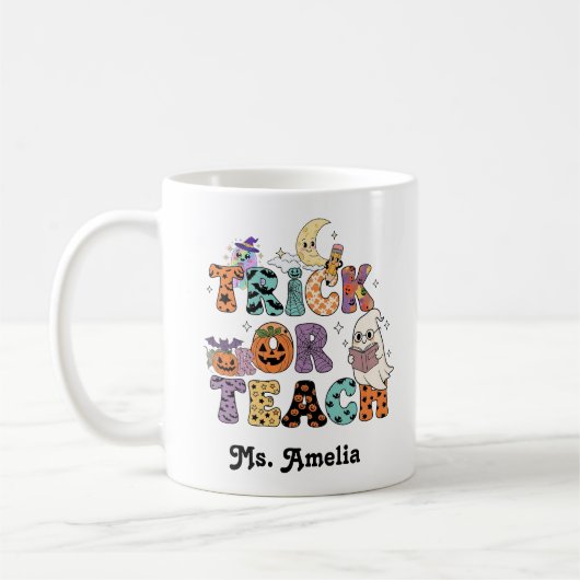 Custom Teacher Mug, Custom Teacher Gift, Halloween Koffiemok (Links)