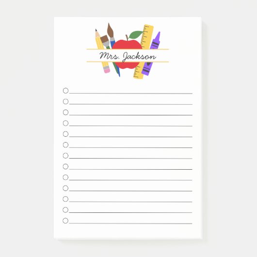 Custom Teacher Name Back to School Post-it® Notes (Voorkant)
