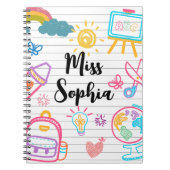 Custom Teacher Name | Cute Colorful doodle Notitieboek (Voorkant)
