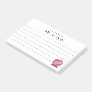 Custom Teacher Name Waterverf Apple Lined Post-it® Notes