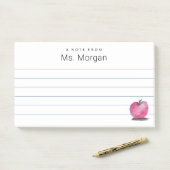 Custom Teacher Name Waterverf Apple Lined Post-it® Notes (Op bureau)