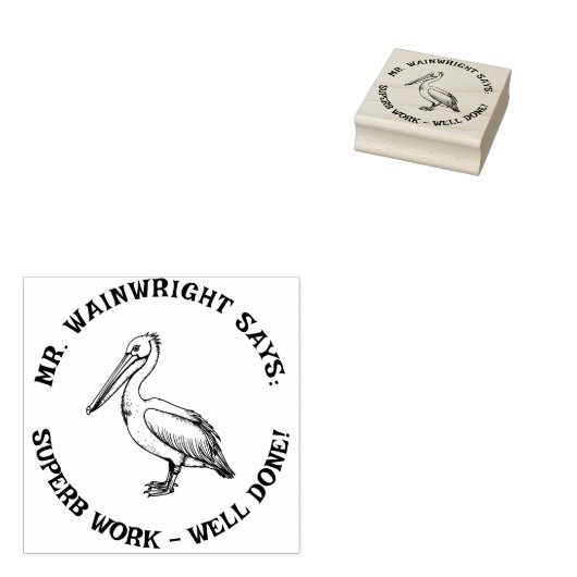 Custom Teacher Pelican Stamp Schattige "Superb Wor Rubberstempel (Gestempeld)