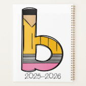 Custom Teacher Planner with Pencil Initial (Achterkant)