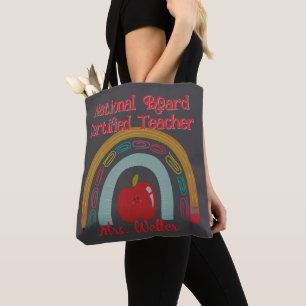 Custom Teacher Rainbow Gift NBCT Nationale Raad Tote Bag