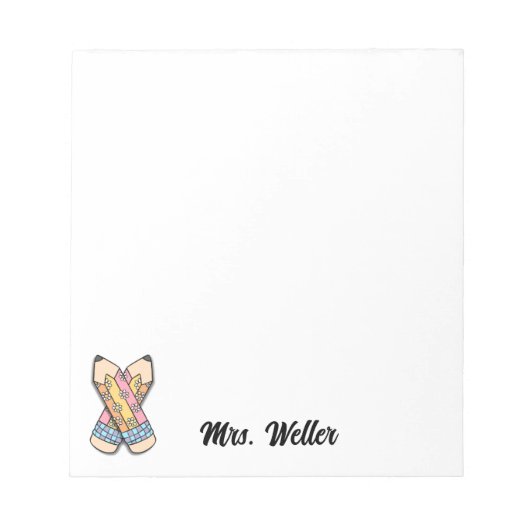 Custom Teacher Schattigee Bloempotloden Notitieblok (Voorkant)