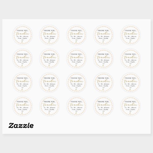 Custom Teacher Stickers – Thank You with Name (Vel)