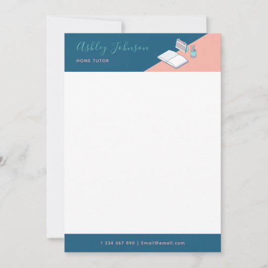 Custom Teacher Tutor Letterhead Sjabloon 5x7 Kaart (Voorkant)