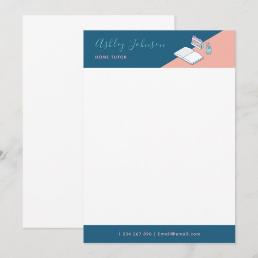 Custom Teacher Tutor Letterhead Sjabloon 5x7 Kaart (Voorkant / Achterkant)