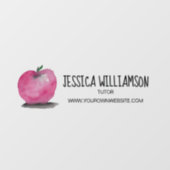 Custom Teacher Tutor Sign Watercolor Apple Raamsticker (Vel)