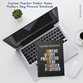 Custom Teacher Vader Naam Vaders Dag Cadeau Notitieboek