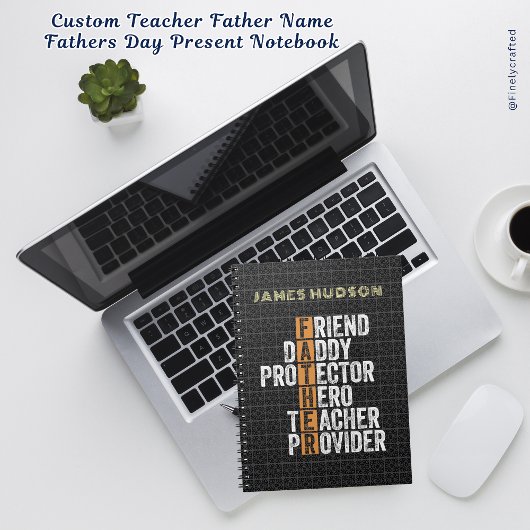 Custom Teacher Vader Naam Vaders Dag Cadeau Notitieboek