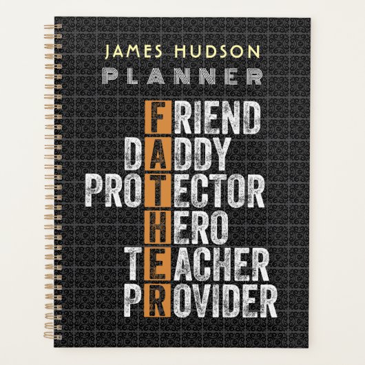 Custom Teacher Vader Naam Vaders Dag Cadeau Planner (Voorkant)