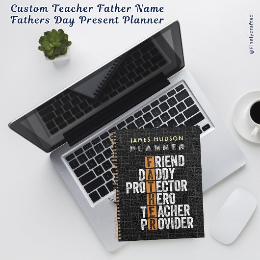 Custom Teacher Vader Naam Vaders Dag Cadeau Planner