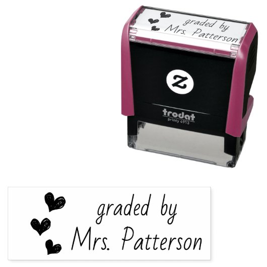 Custom Teacher With Hearts Zelfinktende Stempel (In situ)