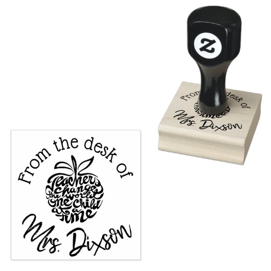 Custom Teachers Stamp! Vanaf het bureau van 2x2 Rubberstempel (Gestempeld)
