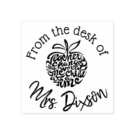 Custom Teachers Stamp! Vanaf het bureau van 2x2 Rubberstempel (Afrduk)
