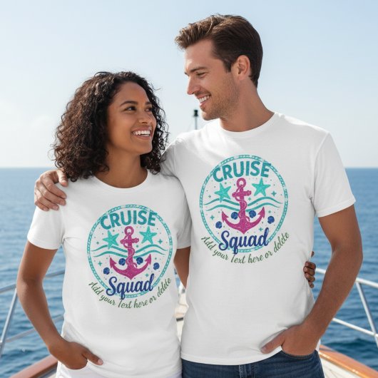 Custom Teal Cruise Squad Group Vacation T-Shirt