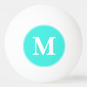 Custom Teal White Monogrammed Table Tennis Beer Pingpongbal (Voorkant)